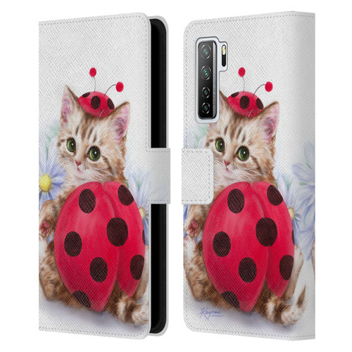 Kayomi Harai Animals And Fantasy Kitten Cat Lady Bug Leather Book Wallet Case Cover For Huawei Nova 7 SE/P40 Lite 5G