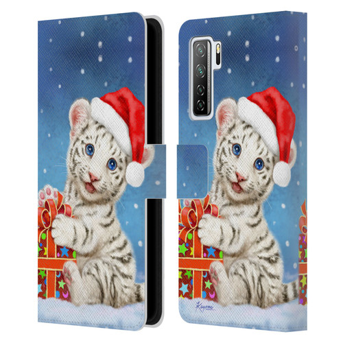 Kayomi Harai Animals And Fantasy White Tiger Christmas Gift Leather Book Wallet Case Cover For Huawei Nova 7 SE/P40 Lite 5G