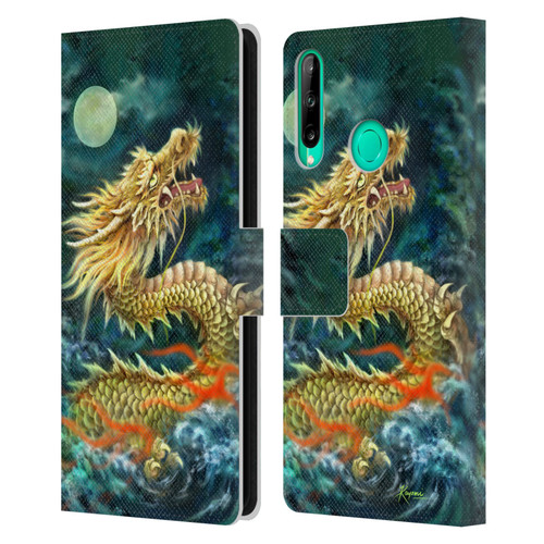 Kayomi Harai Animals And Fantasy Asian Dragon In The Moon Leather Book Wallet Case Cover For Huawei P40 lite E