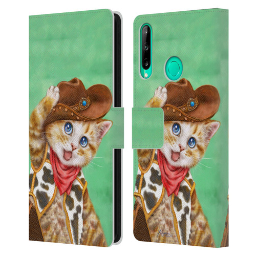 Kayomi Harai Animals And Fantasy Cowboy Kitten Leather Book Wallet Case Cover For Huawei P40 lite E