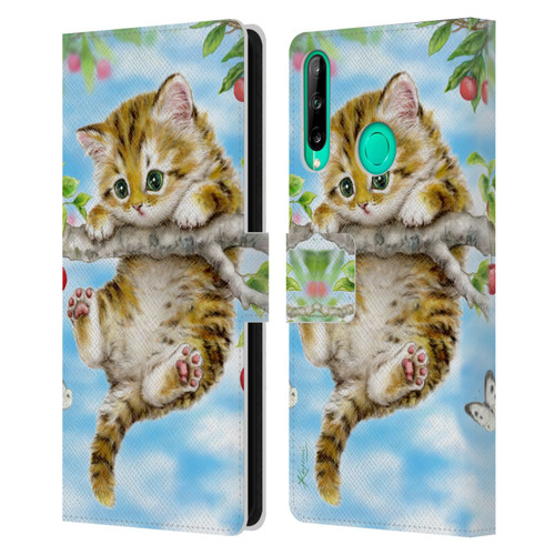 Kayomi Harai Animals And Fantasy Cherry Tree Kitten Leather Book Wallet Case Cover For Huawei P40 lite E