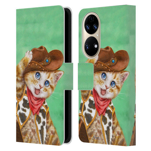 Kayomi Harai Animals And Fantasy Cowboy Kitten Leather Book Wallet Case Cover For Huawei P50