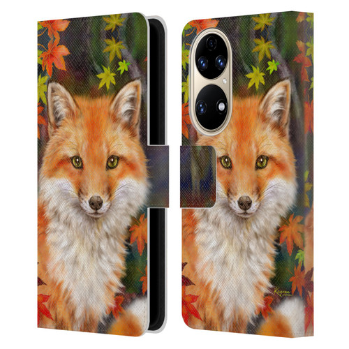 Kayomi Harai Animals And Fantasy Fox With Autumn Leaves Leather Book Wallet Case Cover For Huawei P50