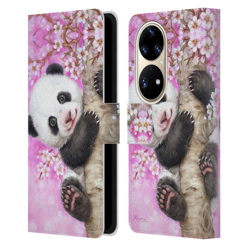 Kayomi Harai Animals And Fantasy Cherry Blossom Panda Leather Book Wallet Case Cover For Huawei P50 Pro