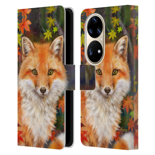 Kayomi Harai Animals And Fantasy Fox With Autumn Leaves Leather Book Wallet Case Cover For Huawei P50 Pro