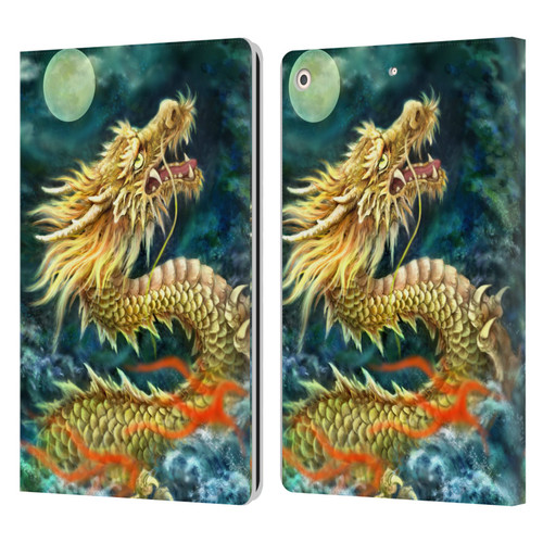 Kayomi Harai Animals And Fantasy Asian Dragon In The Moon Leather Book Wallet Case Cover For Apple iPad 10.2 2019/2020/2021