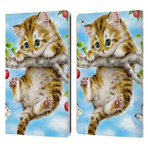 Kayomi Harai Animals And Fantasy Cherry Tree Kitten Leather Book Wallet Case Cover For Apple iPad 10.2 2019/2020/2021