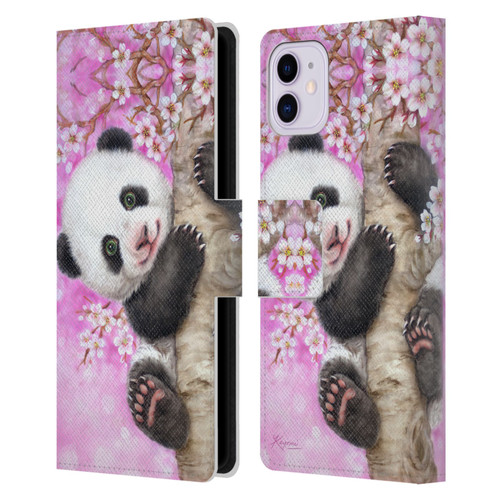 Kayomi Harai Animals And Fantasy Cherry Blossom Panda Leather Book Wallet Case Cover For Apple iPhone 11