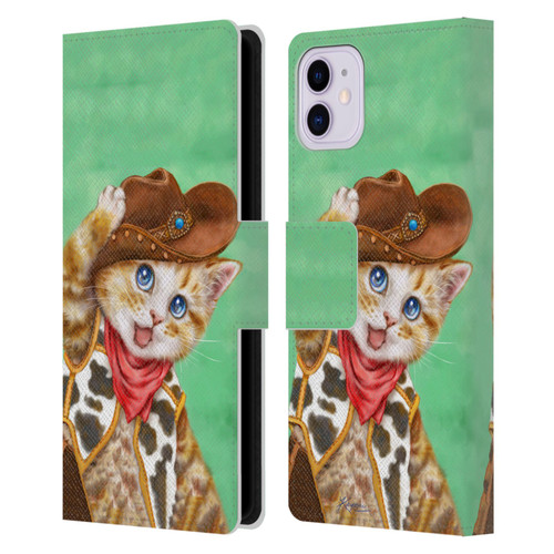 Kayomi Harai Animals And Fantasy Cowboy Kitten Leather Book Wallet Case Cover For Apple iPhone 11