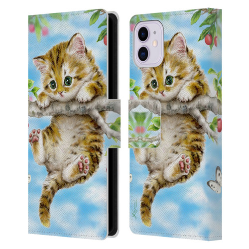Kayomi Harai Animals And Fantasy Cherry Tree Kitten Leather Book Wallet Case Cover For Apple iPhone 11