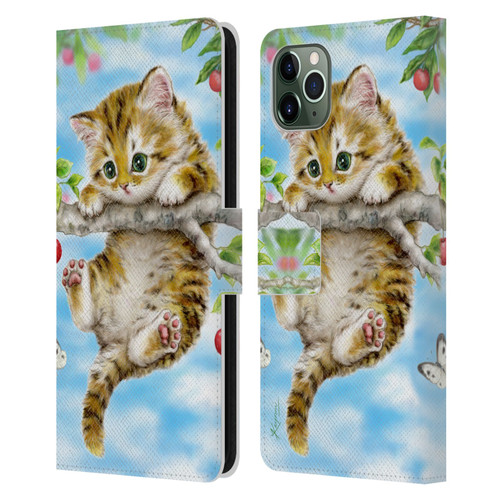 Kayomi Harai Animals And Fantasy Cherry Tree Kitten Leather Book Wallet Case Cover For Apple iPhone 11 Pro Max