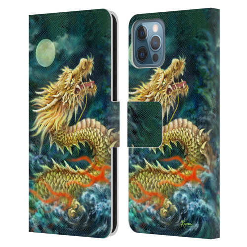Kayomi Harai Animals And Fantasy Asian Dragon In The Moon Leather Book Wallet Case Cover For Apple iPhone 12 / iPhone 12 Pro