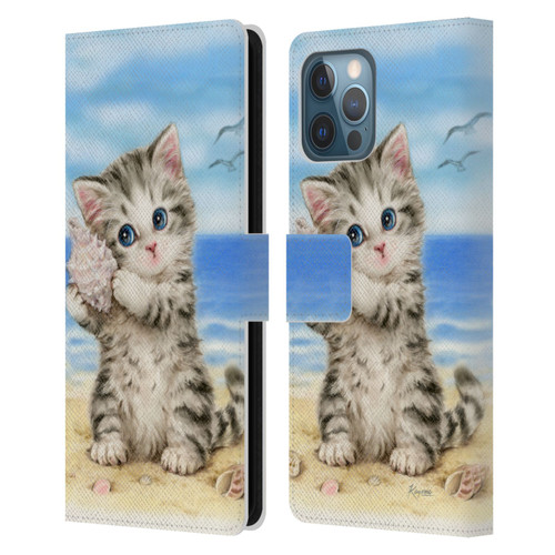Kayomi Harai Animals And Fantasy Seashell Kitten At Beach Leather Book Wallet Case Cover For Apple iPhone 12 Pro Max