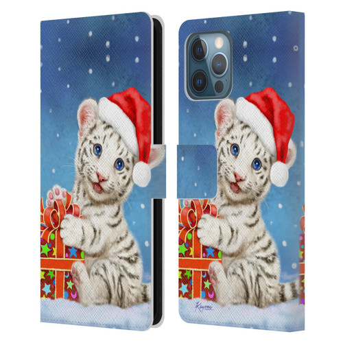 Kayomi Harai Animals And Fantasy White Tiger Christmas Gift Leather Book Wallet Case Cover For Apple iPhone 12 Pro Max
