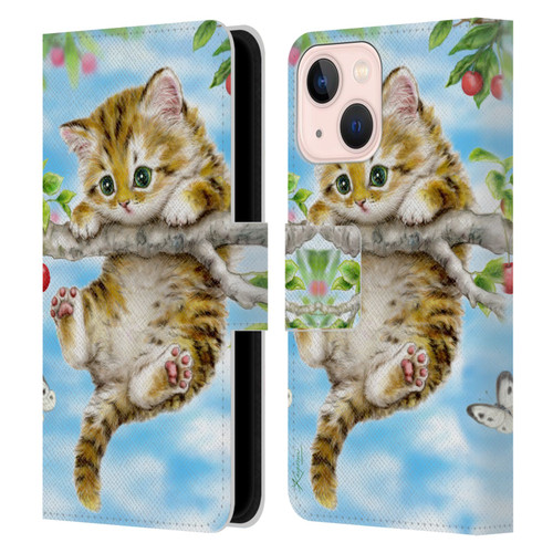 Kayomi Harai Animals And Fantasy Cherry Tree Kitten Leather Book Wallet Case Cover For Apple iPhone 13 Mini
