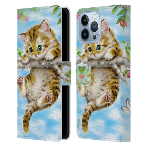 Kayomi Harai Animals And Fantasy Cherry Tree Kitten Leather Book Wallet Case Cover For Apple iPhone 13 Pro Max