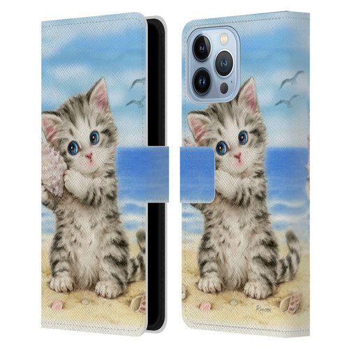 Kayomi Harai Animals And Fantasy Seashell Kitten At Beach Leather Book Wallet Case Cover For Apple iPhone 13 Pro Max