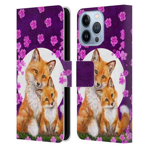 Kayomi Harai Animals And Fantasy Mother & Baby Fox Leather Book Wallet Case Cover For Apple iPhone 13 Pro