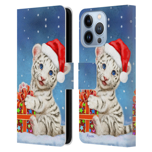 Kayomi Harai Animals And Fantasy White Tiger Christmas Gift Leather Book Wallet Case Cover For Apple iPhone 13 Pro