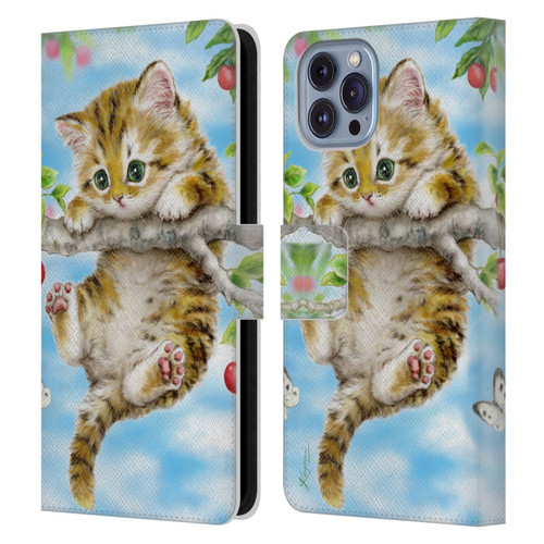 Kayomi Harai Animals And Fantasy Cherry Tree Kitten Leather Book Wallet Case Cover For Apple iPhone 14