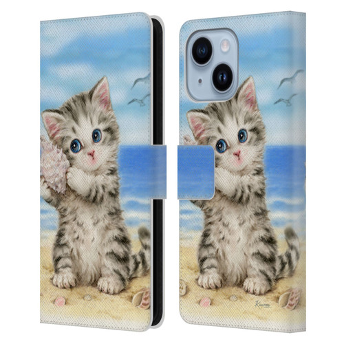 Kayomi Harai Animals And Fantasy Seashell Kitten At Beach Leather Book Wallet Case Cover For Apple iPhone 14 Plus
