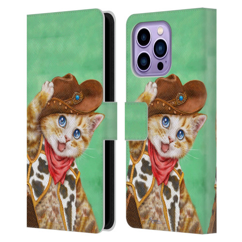 Kayomi Harai Animals And Fantasy Cowboy Kitten Leather Book Wallet Case Cover For Apple iPhone 14 Pro Max