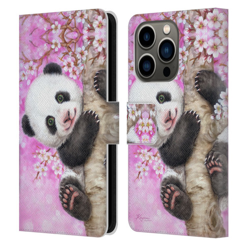Kayomi Harai Animals And Fantasy Cherry Blossom Panda Leather Book Wallet Case Cover For Apple iPhone 14 Pro