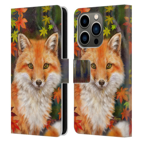 Kayomi Harai Animals And Fantasy Fox With Autumn Leaves Leather Book Wallet Case Cover For Apple iPhone 14 Pro