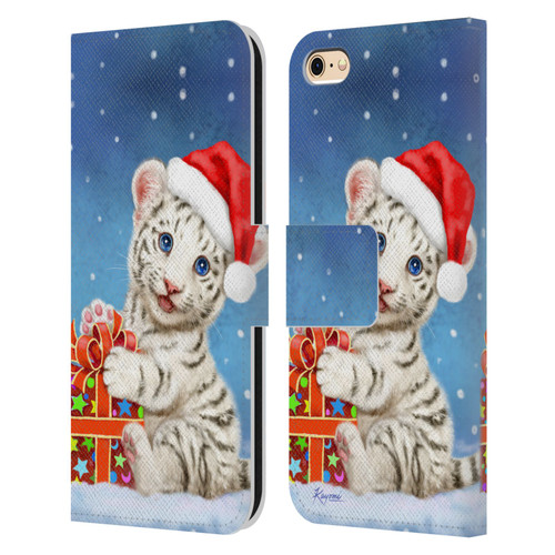 Kayomi Harai Animals And Fantasy White Tiger Christmas Gift Leather Book Wallet Case Cover For Apple iPhone 6 / iPhone 6s