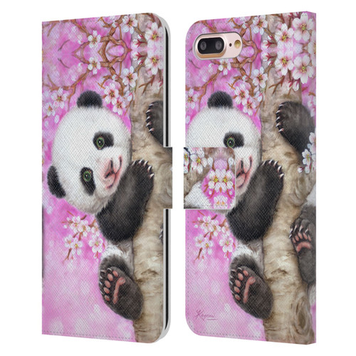 Kayomi Harai Animals And Fantasy Cherry Blossom Panda Leather Book Wallet Case Cover For Apple iPhone 7 Plus / iPhone 8 Plus