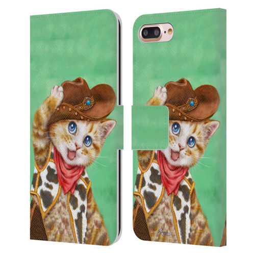 Kayomi Harai Animals And Fantasy Cowboy Kitten Leather Book Wallet Case Cover For Apple iPhone 7 Plus / iPhone 8 Plus