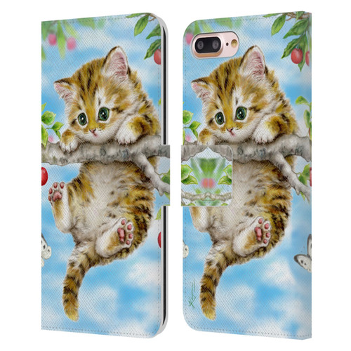 Kayomi Harai Animals And Fantasy Cherry Tree Kitten Leather Book Wallet Case Cover For Apple iPhone 7 Plus / iPhone 8 Plus