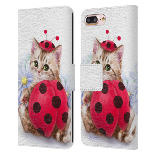 Kayomi Harai Animals And Fantasy Kitten Cat Lady Bug Leather Book Wallet Case Cover For Apple iPhone 7 Plus / iPhone 8 Plus
