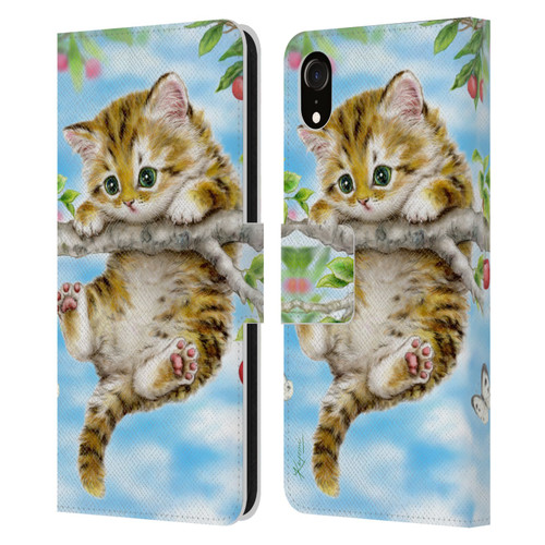 Kayomi Harai Animals And Fantasy Cherry Tree Kitten Leather Book Wallet Case Cover For Apple iPhone XR