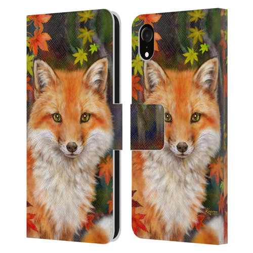 Kayomi Harai Animals And Fantasy Fox With Autumn Leaves Leather Book Wallet Case Cover For Apple iPhone XR