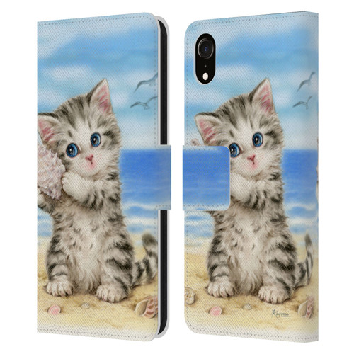 Kayomi Harai Animals And Fantasy Seashell Kitten At Beach Leather Book Wallet Case Cover For Apple iPhone XR