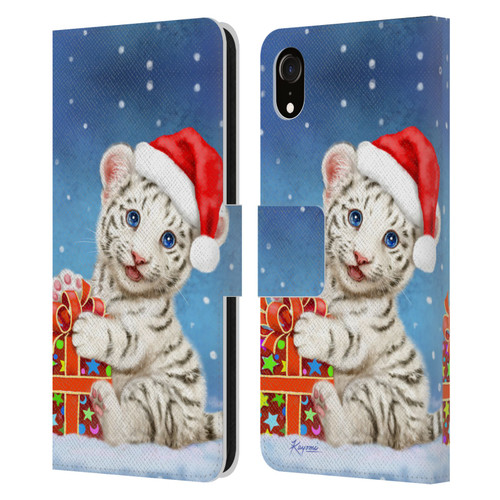 Kayomi Harai Animals And Fantasy White Tiger Christmas Gift Leather Book Wallet Case Cover For Apple iPhone XR