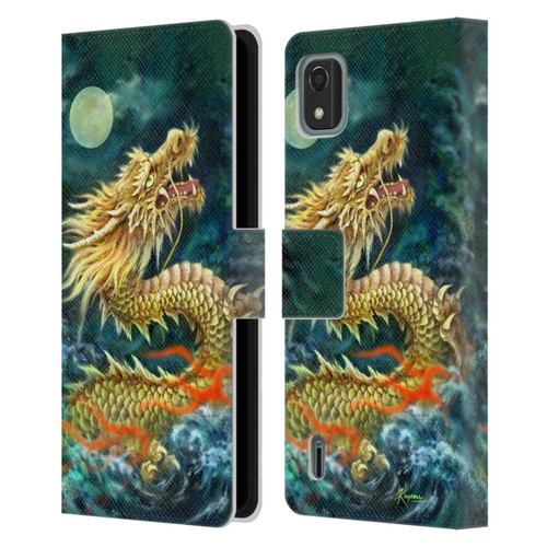 Kayomi Harai Animals And Fantasy Asian Dragon In The Moon Leather Book Wallet Case Cover For Nokia C2 2nd Edition
