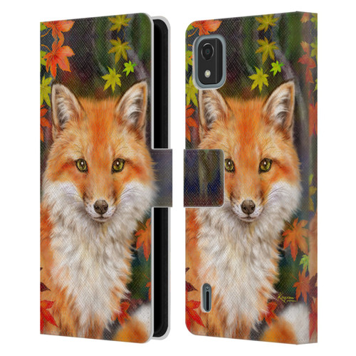 Kayomi Harai Animals And Fantasy Fox With Autumn Leaves Leather Book Wallet Case Cover For Nokia C2 2nd Edition