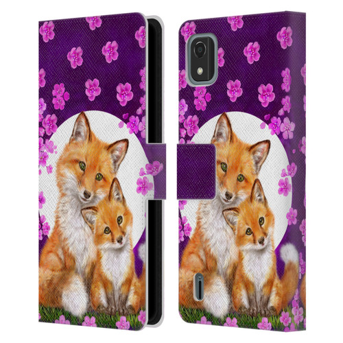 Kayomi Harai Animals And Fantasy Mother & Baby Fox Leather Book Wallet Case Cover For Nokia C2 2nd Edition