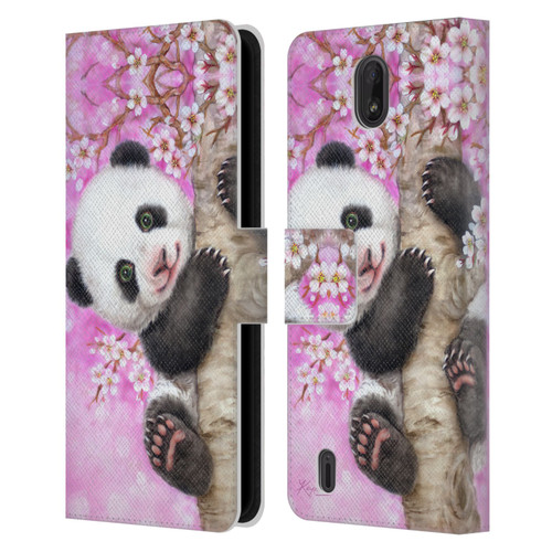 Kayomi Harai Animals And Fantasy Cherry Blossom Panda Leather Book Wallet Case Cover For Nokia C01 Plus/C1 2nd Edition