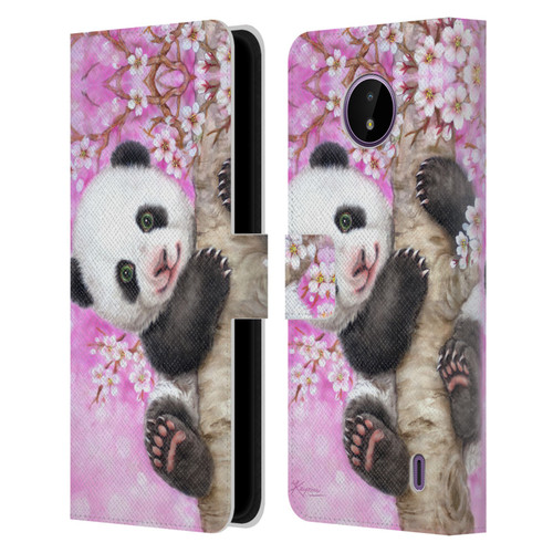 Kayomi Harai Animals And Fantasy Cherry Blossom Panda Leather Book Wallet Case Cover For Nokia C10 / C20