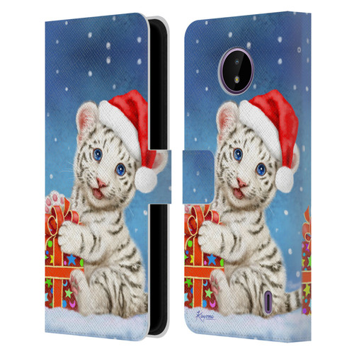 Kayomi Harai Animals And Fantasy White Tiger Christmas Gift Leather Book Wallet Case Cover For Nokia C10 / C20