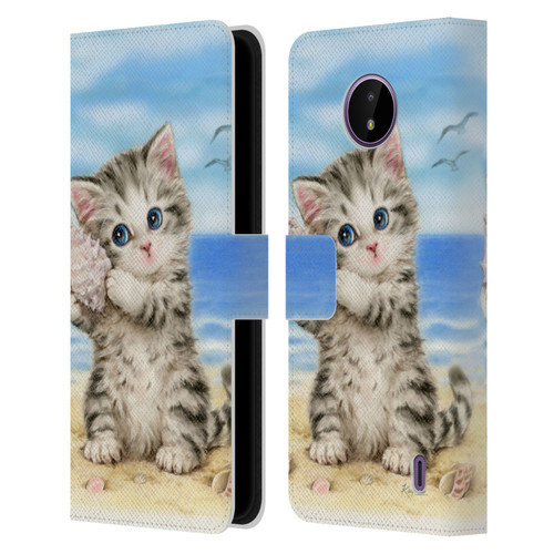 Kayomi Harai Animals And Fantasy Seashell Kitten At Beach Leather Book Wallet Case Cover For Nokia C10 / C20