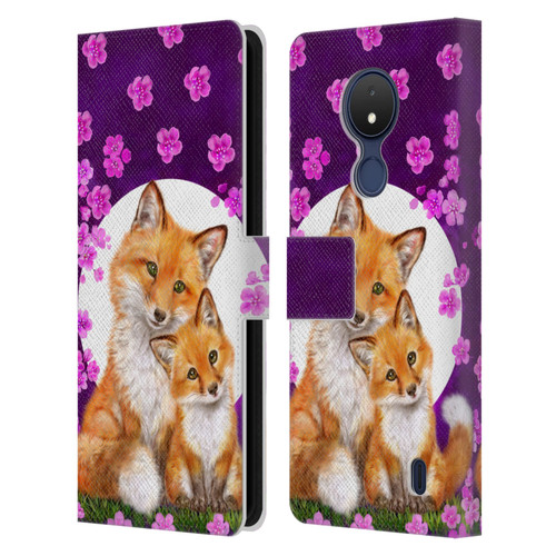 Kayomi Harai Animals And Fantasy Mother & Baby Fox Leather Book Wallet Case Cover For Nokia C21