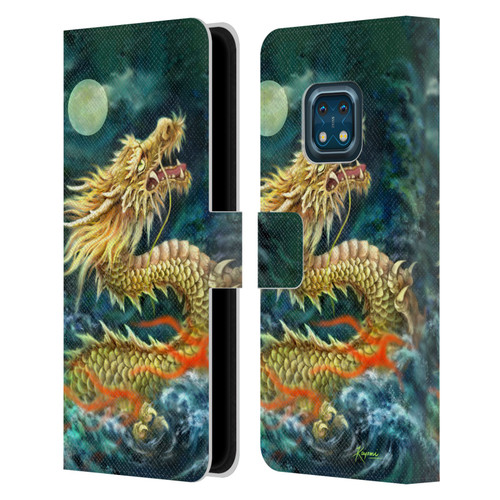 Kayomi Harai Animals And Fantasy Asian Dragon In The Moon Leather Book Wallet Case Cover For Nokia XR20