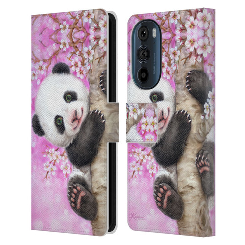 Kayomi Harai Animals And Fantasy Cherry Blossom Panda Leather Book Wallet Case Cover For Motorola Edge 30