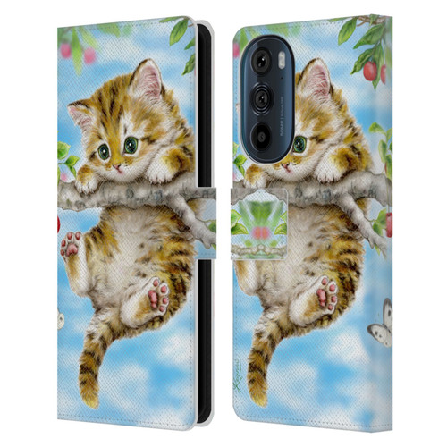 Kayomi Harai Animals And Fantasy Cherry Tree Kitten Leather Book Wallet Case Cover For Motorola Edge 30