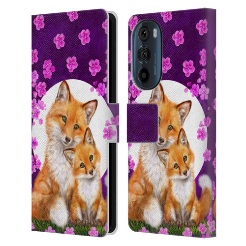 Kayomi Harai Animals And Fantasy Mother & Baby Fox Leather Book Wallet Case Cover For Motorola Edge 30