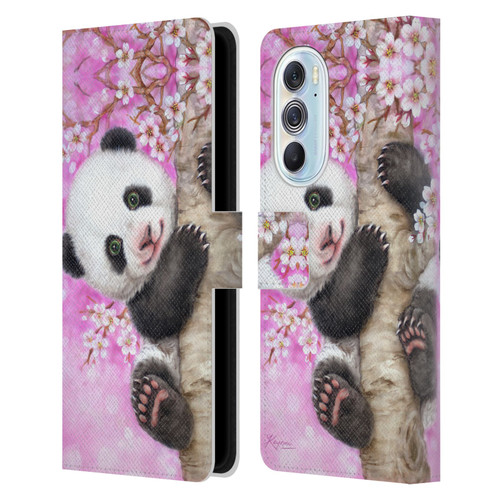 Kayomi Harai Animals And Fantasy Cherry Blossom Panda Leather Book Wallet Case Cover For Motorola Edge X30